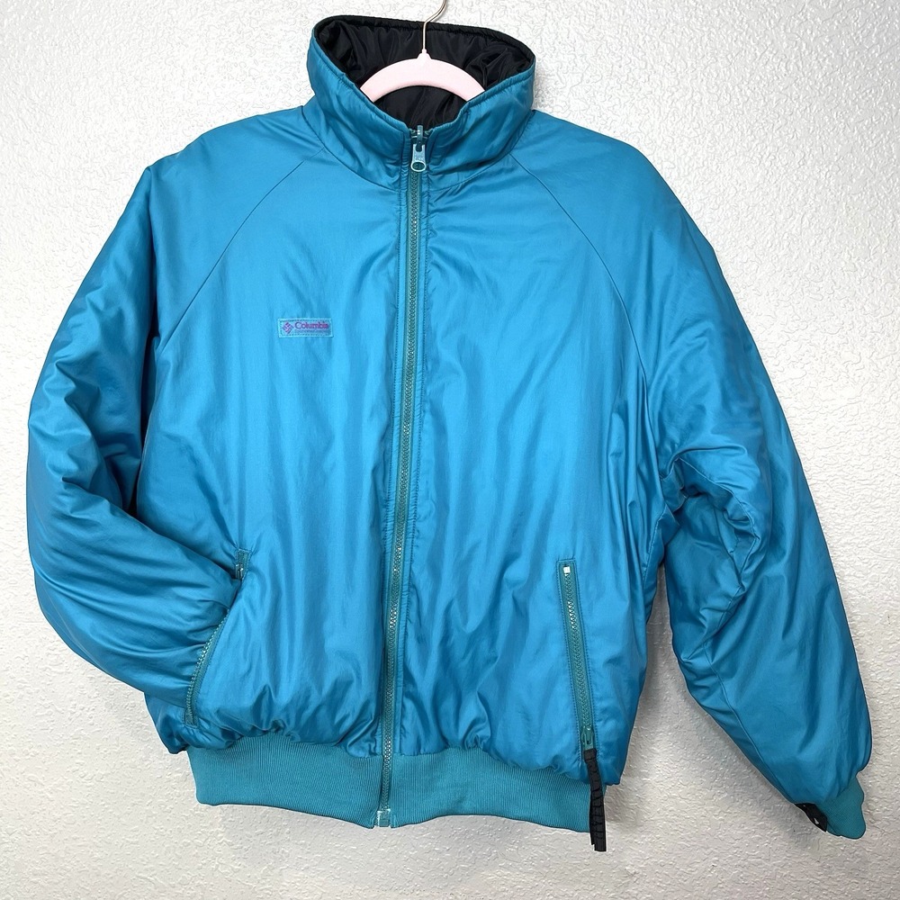 Vintage Columbia Women's  Sportswear Reversible Blue Black Puffer Jacket Size‎ L